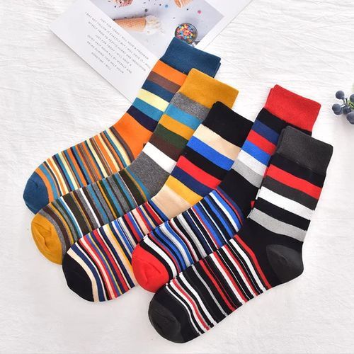 Stripe Luxury Mens Cotton Socks 5 Multipack