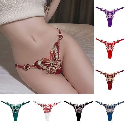 Women Butterfly Embroidry Lace Thong Pant Underwear Lingerie 5xSet