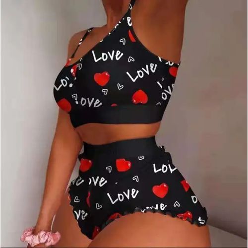 Women Sleeveless Cami Pajamas Love Printed Sleepwear Short