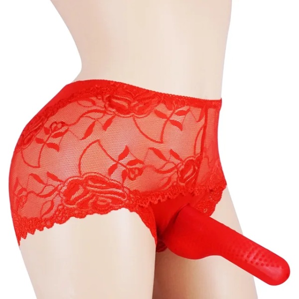 Sexy Silica Gel Opened Penis Lace Pant